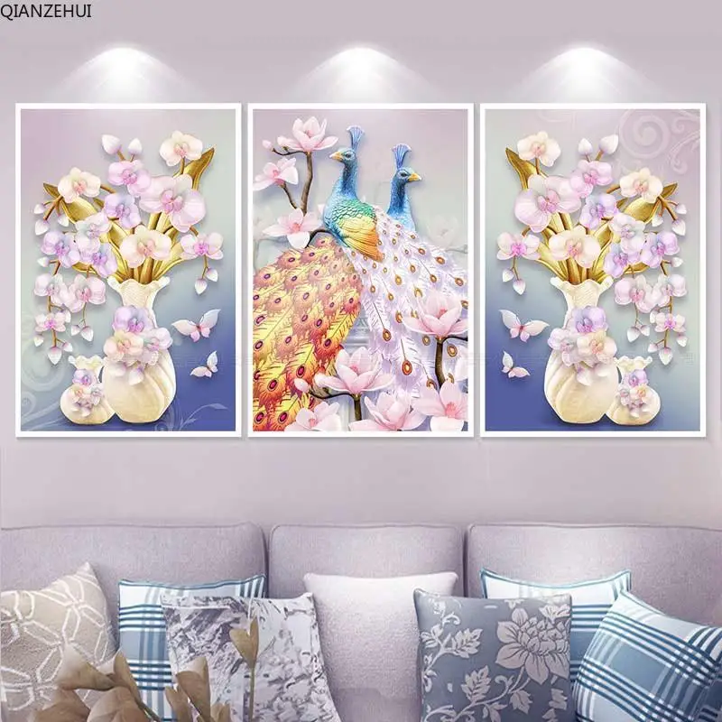 QIANZEHUI,Needlework,DIY printing Rich peacock bird flower Cross stitch,Rich tree full embroidery Cross-stitch,Wall Home Decro
QIANZEHUI,Needlework,DIY printing Rich peacock bird flower Cross stitch,Rich tree full embroidery Cross-stitch,Wall Home Decro