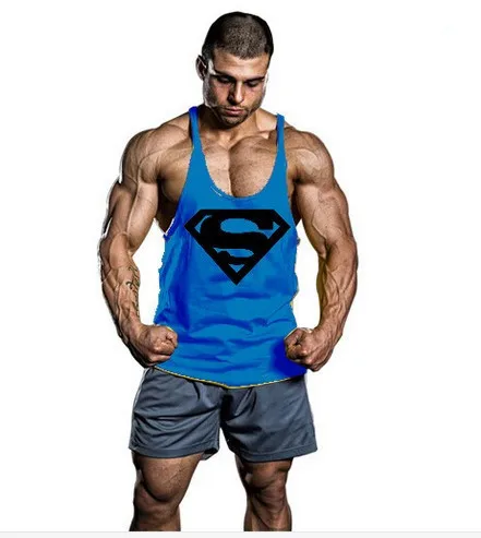 Image 2015 New Superman Gym Singlets Mens Tank Tops Shirt,Bodybuilding equipment Fitness Men s Golds Gym Stringer Sports Tank Top