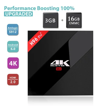 

H96 PRO+ Amlogic S912 Octa core 3GB 16GB Android 6.0 TV Box WiFi bt4.0 2.4G/5.8G H.265 4K Media Player Set top box