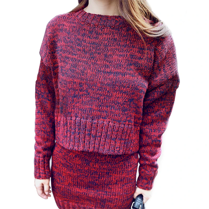 Women Sets 2 Pieces Pullover Knitted Sweater Dress Sets Women Long Sleeve Office Wear Dresses Clothing Suit female
Women Sets 2 Pieces Pullover Knitted Sweater Dress Sets Women Long Sleeve Office Wear Dresses Clothing Suit female