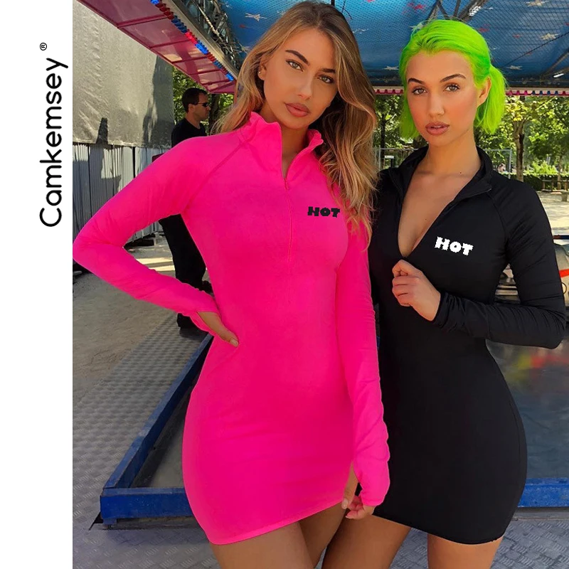 CamKemsey Sportswear Long Sleeve Zippers Turtleneck Autumn Winter Dress Women Letters Printed Sexy Party Club Bodycon Dresses
CamKemsey Sportswear Long Sleeve Zippers Turtleneck Autumn Winter Dress Women Letters Printed Sexy Party Club Bodycon Dresses