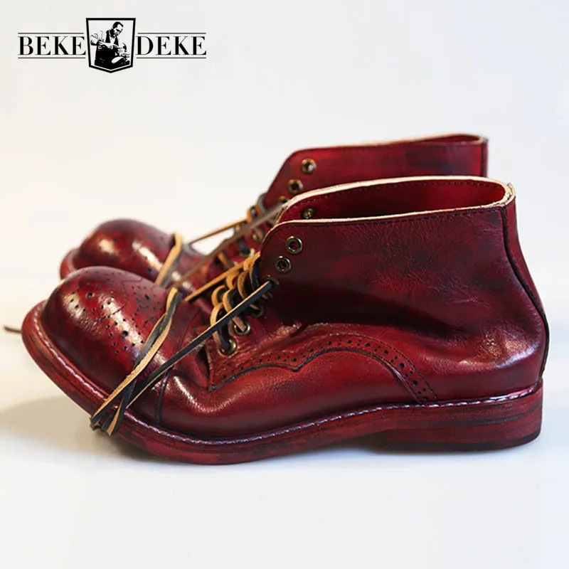 American Retro Vintage Fashion Genuine Leather Boots Men Brand Luxury Wine Red High Quality Dress Shoes Casual Warm Boots
American Retro Vintage Fashion Genuine Leather Boots Men Brand Luxury Wine Red High Quality Dress Shoes Casual Warm Boots