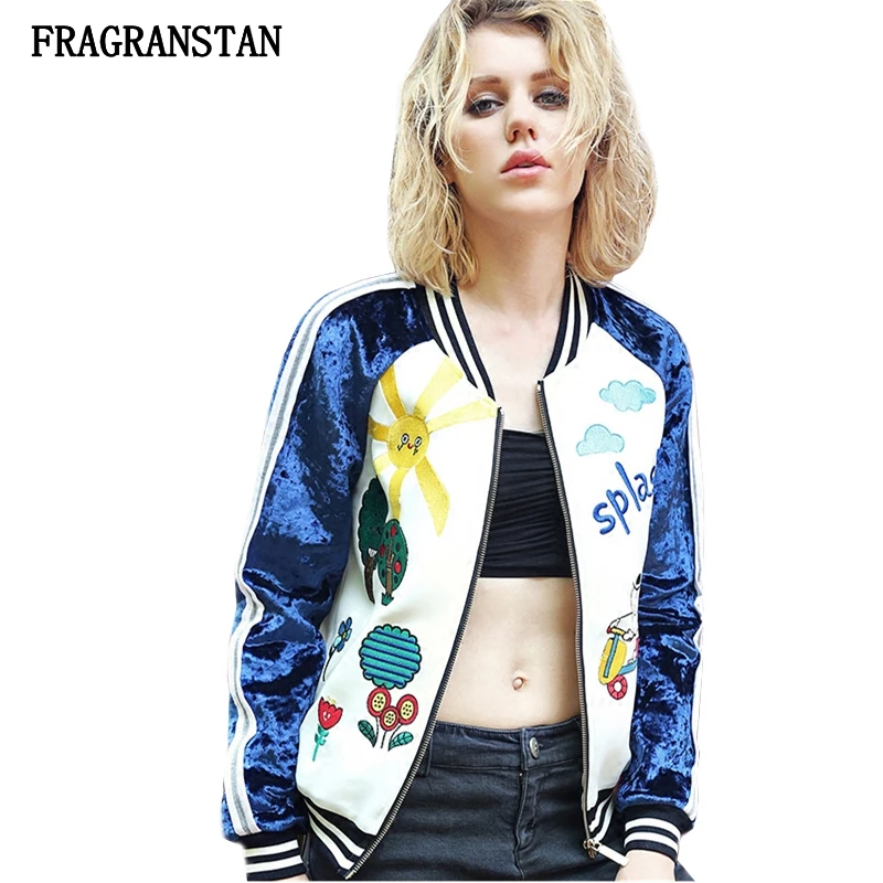 2018 Women Spring Autumn New Velvet Patchwork O-Neck Jacket Female Fashion Letter Cartoon Embroidery Coat Casual Loose Top JQ593
2018 Women Spring Autumn New Velvet Patchwork O-Neck Jacket Female Fashion Letter Cartoon Embroidery Coat Casual Loose Top JQ593