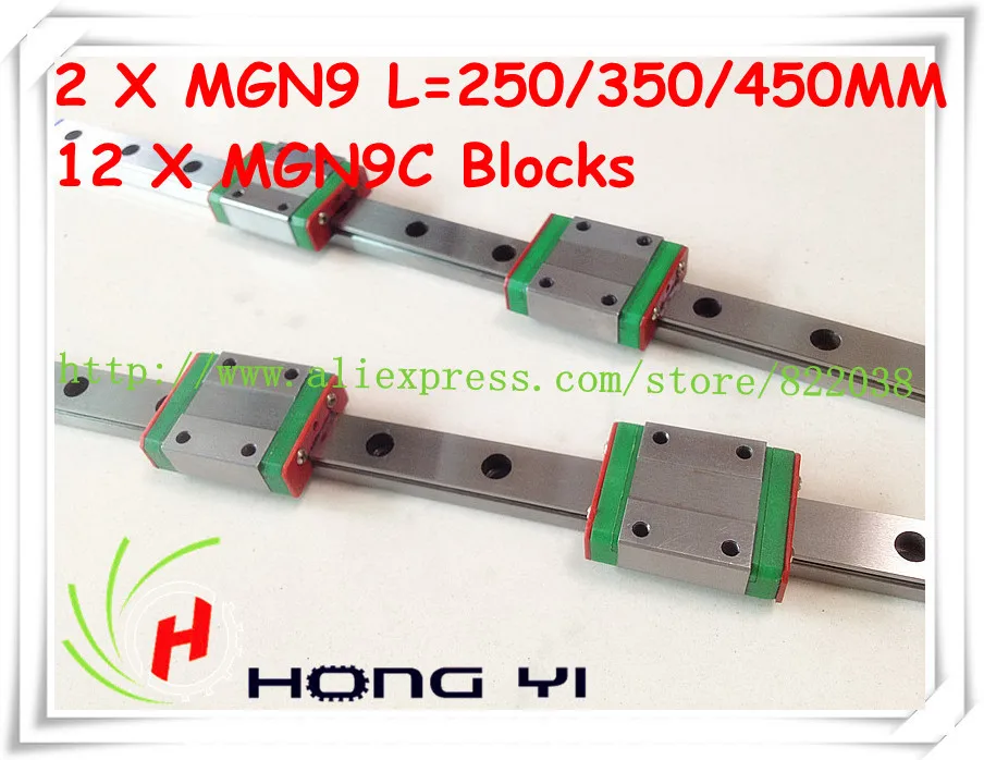 Square linear guide 2 X MGN9 L=250/350/450mm with 12pcs MGN9C linear blocks(can be cut any length)
Square linear guide 2 X MGN9 L=250/350/450mm with 12pcs MGN9C linear blocks(can be cut any length)