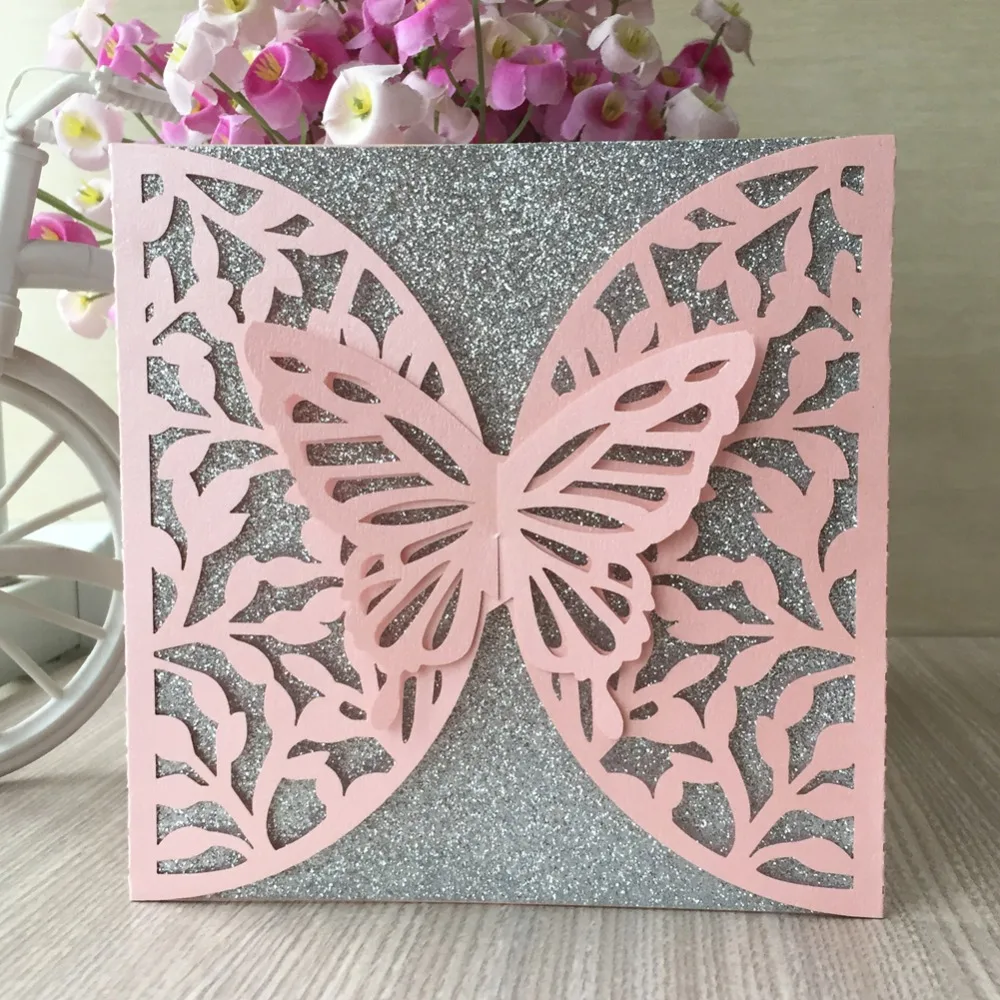 100pcs/lot Personalized Laser Cut butterfly Invitations Card Sweet Birthday Party Decorations Wedding Invitations Greeting Card
100pcs/lot Personalized Laser Cut butterfly Invitations Card Sweet Birthday Party Decorations Wedding Invitations Greeting Card