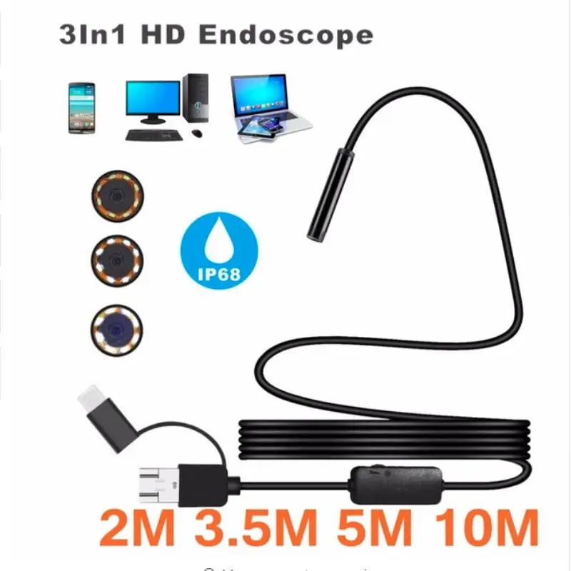 2/3.5/5/10M 720P IP67 Android 8MM Micro USB Type-c USB 3-in-1 Computer Endoscope Borescope Tube Waterproof USB Inspection Video
2/3.5/5/10M 720P IP67 Android 8MM Micro USB Type-c USB 3-in-1 Computer Endoscope Borescope Tube Waterproof USB Inspection Video