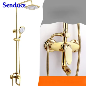 Senducs Brass Gold Shower Set Luxury Bathroom Golden Shower System Rainfall Shower with Quality Brass Gold Shower Set
Senducs Brass Gold Shower Set Luxury Bathroom Golden Shower System Rainfall Shower with Quality Brass Gold Shower Set