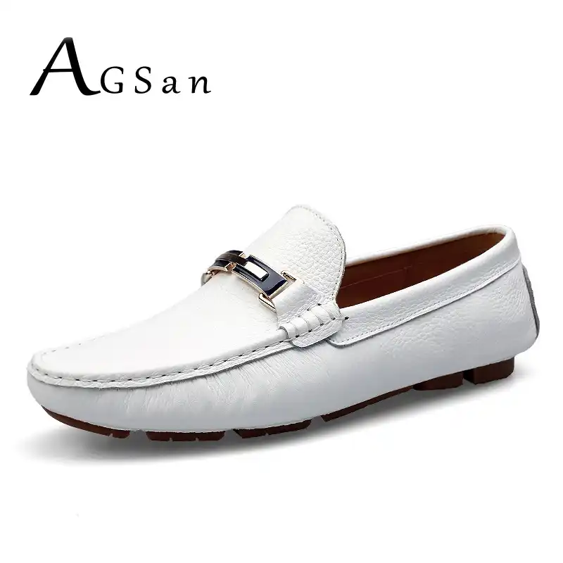 mens white leather moccasins