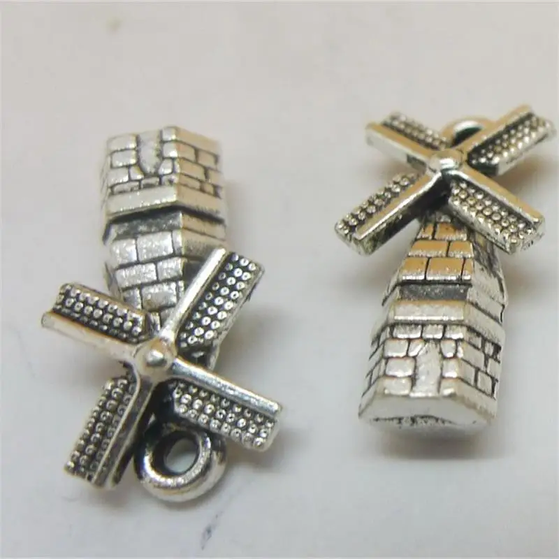 

BULK 30 Zinc Alloy Fashion 3D Windmill Charms Tibetan Silver Plated DIY Handmade Jewelry Accessories 17*10mm 1.5g