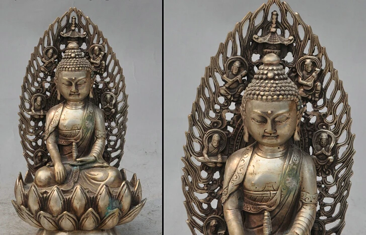 dr610 9" Tibet Silver Temple Joss Pray Lotus Shakyamuni Sakyamuni Buddha Stupa Statue
dr610 9" Tibet Silver Temple Joss Pray Lotus Shakyamuni Sakyamuni Buddha Stupa Statue
