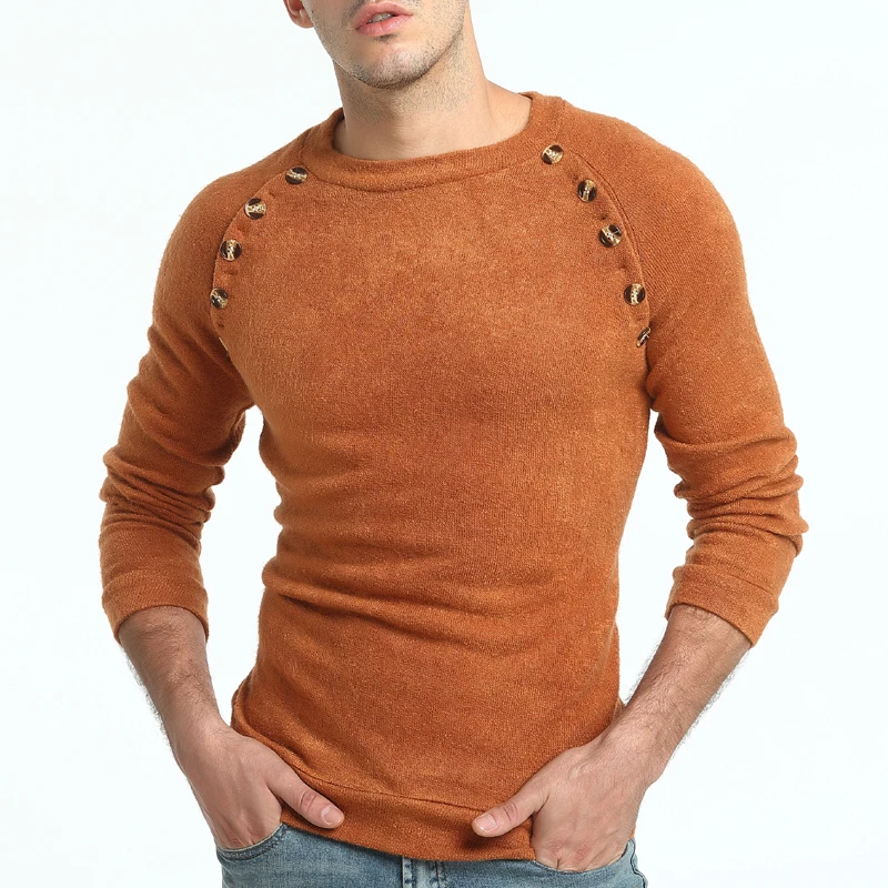 Sweater Spring Men's Fashion Button Decoration Round Neck Knit Sweater Men's Slim Casual Long Sleeve Solid Color Base Sweater
Sweater Spring Men's Fashion Button Decoration Round Neck Knit Sweater Men's Slim Casual Long Sleeve Solid Color Base Sweater