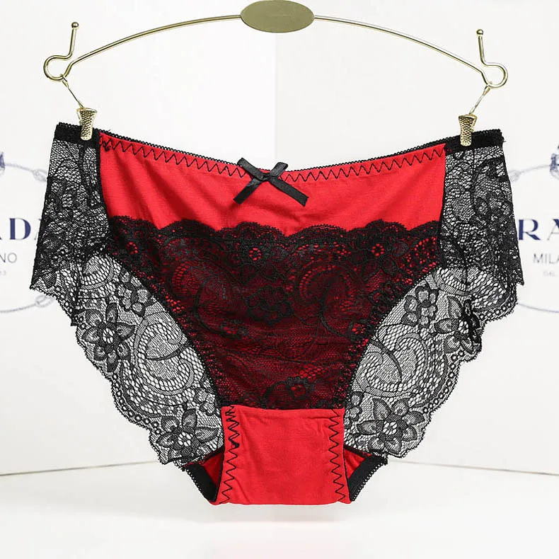 Womens Sexy Patchwork Lace Seamless Panties Femme Comfortable Cotton Crotch Modal Briefs Underwear Pants Knickers Tangas Lingeries (27)