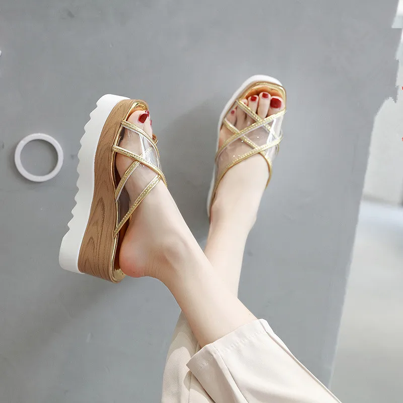 Wedge Heel Heels Water Rubber Slippers Pvc Slides Sandal Toe Female New 2019 Leather Clogs Platform Summer Ladies Transparent
Wedge Heel Heels Water Rubber Slippers Pvc Slides Sandal Toe Female New 2019 Leather Clogs Platform Summer Ladies Transparent