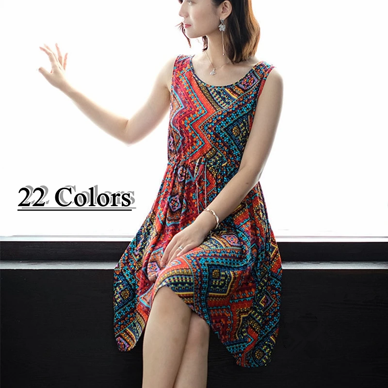 Women Summer Bohemian Dress 2019 New Fashion Elegant Flower Printed Vintage Dresses Sleeveless Beach Boho Loose Plus Size Dress
Women Summer Bohemian Dress 2019 New Fashion Elegant Flower Printed Vintage Dresses Sleeveless Beach Boho Loose Plus Size Dress