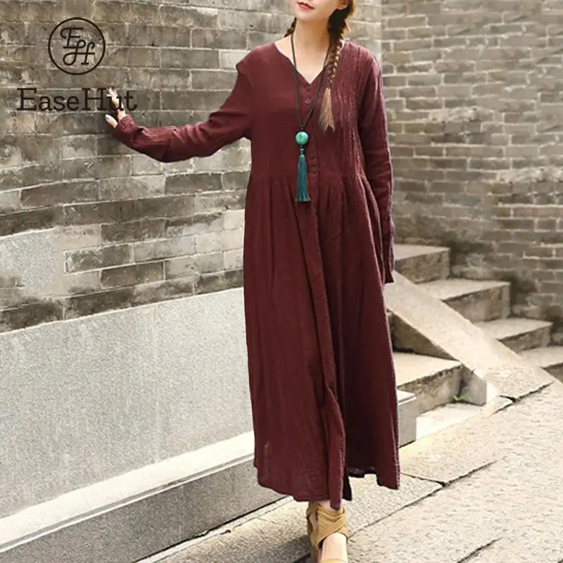 EaseHut Autumn Cotton Dress 2019 Women Vintage Casual Loose Long Sleeve Long Maxi Dresses Robe Vestido Mujer Plus Size 4XL 5XL
EaseHut Autumn Cotton Dress 2019 Women Vintage Casual Loose Long Sleeve Long Maxi Dresses Robe Vestido Mujer Plus Size 4XL 5XL