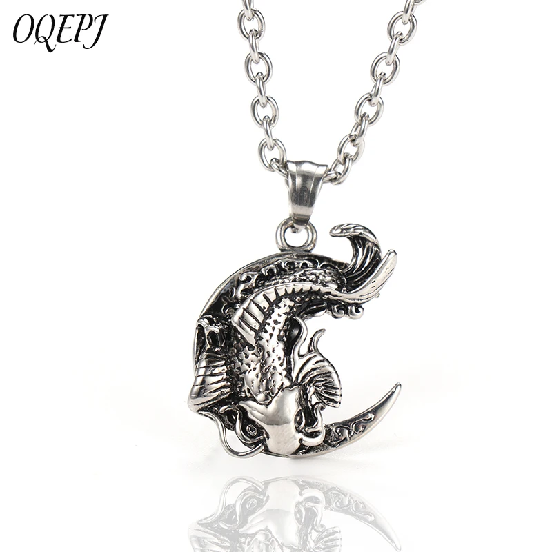 OQEPJ Punk Rock Moon And Cute Fish Necklace Pendant 316L Stainless Steel Animal Men Necklaces Silver Color Biker Charm Jewelry
OQEPJ Punk Rock Moon And Cute Fish Necklace Pendant 316L Stainless Steel Animal Men Necklaces Silver Color Biker Charm Jewelry