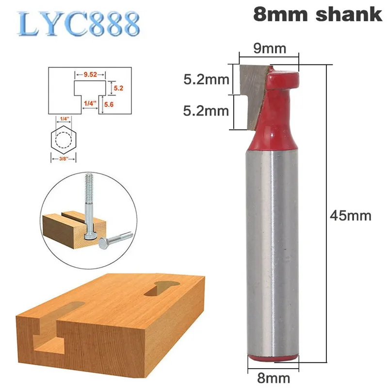 1PC 8mm 6.35mm Shank 1/4" Hex Bolt T Slot Milling Cutters Wood Router Bit Wholesale Price
1PC 8mm 6.35mm Shank 1/4" Hex Bolt T Slot Milling Cutters Wood Router Bit Wholesale Price