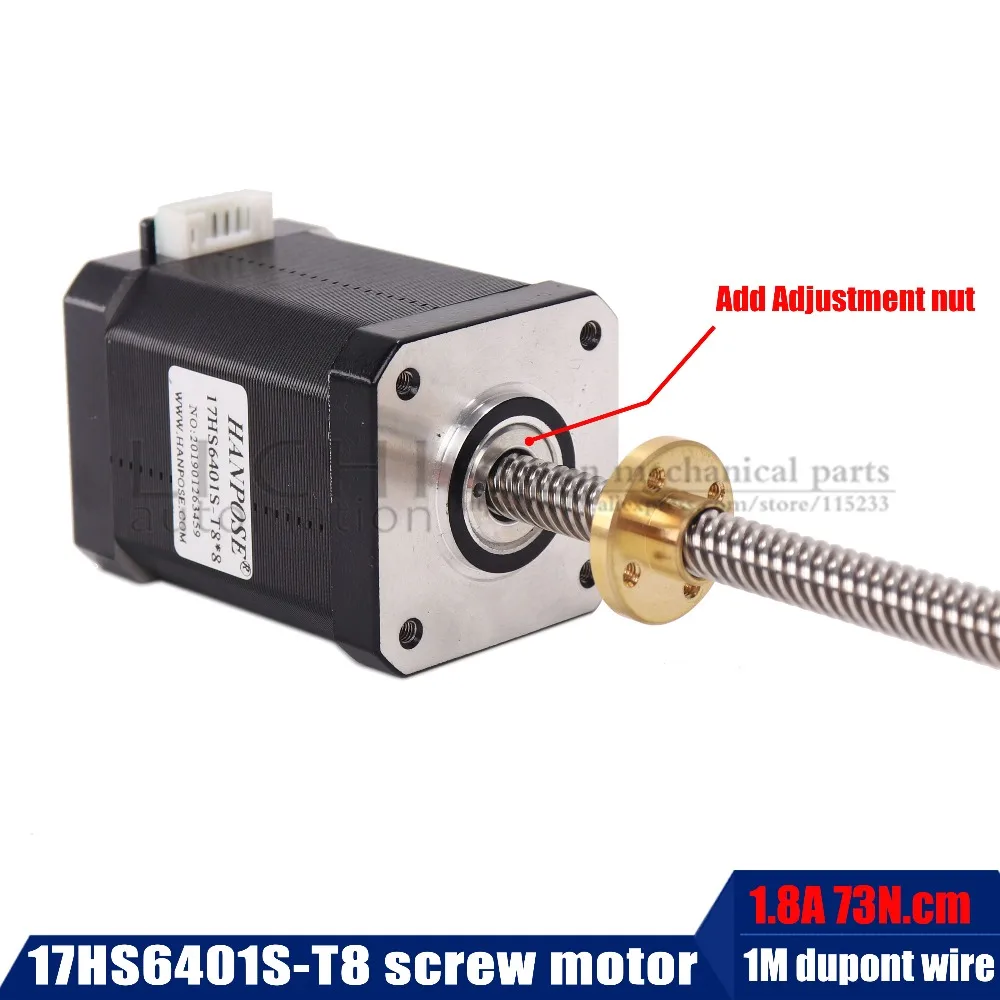 Free shipping 3d print stepper motor with T8 screw lead 2/4/8mm 300mm nema17 42 motor 1.8A 73N.cm 4-lead 17hs6401S
Free shipping 3d print stepper motor with T8 screw lead 2/4/8mm 300mm nema17 42 motor 1.8A 73N.cm 4-lead 17hs6401S