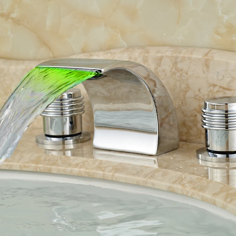 Deck Mounted Waterfall Bathroom Basin Sink Faucet Dual Handles LED Light Widespread Mixer Taps
Deck Mounted Waterfall Bathroom Basin Sink Faucet Dual Handles LED Light Widespread Mixer Taps