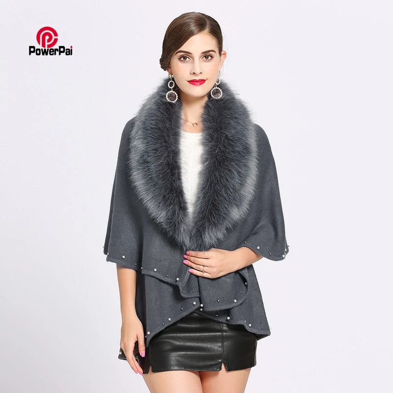 Elegant Double Layer Big Fur Collar Shawl Coat Pearls Fox Fur Cape Cloak Cashmere Poncho Pashmina Winter Fashion New 10 Colors
Elegant Double Layer Big Fur Collar Shawl Coat Pearls Fox Fur Cape Cloak Cashmere Poncho Pashmina Winter Fashion New 10 Colors