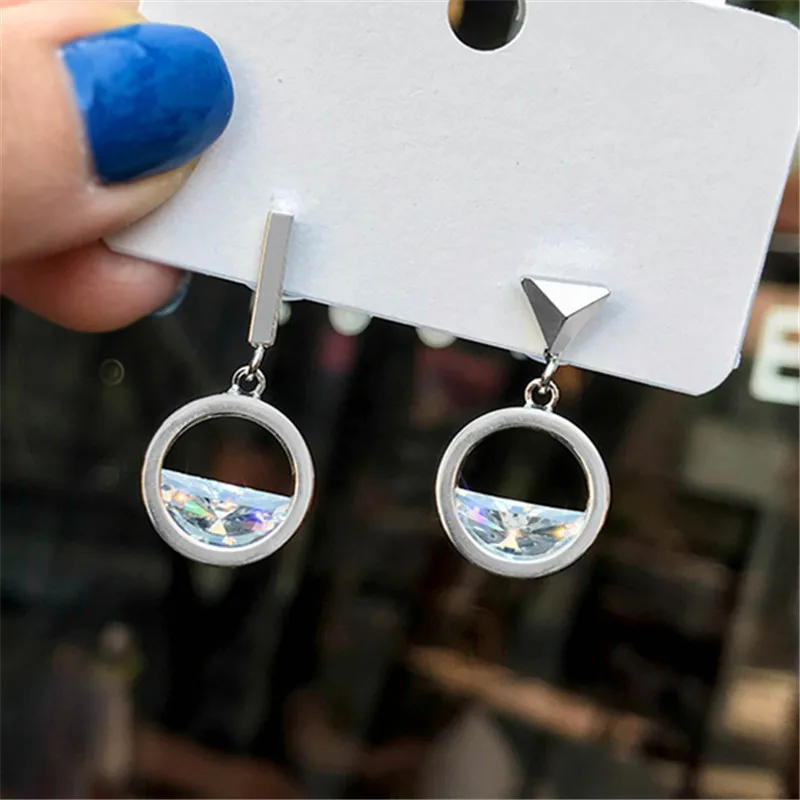 Clear spring Asymmetric semicircle zircon stud earrings female Trendy stud earrings crystal Geometry triangle earrings for women
Clear spring Asymmetric semicircle zircon stud earrings female Trendy stud earrings crystal Geometry triangle earrings for women
