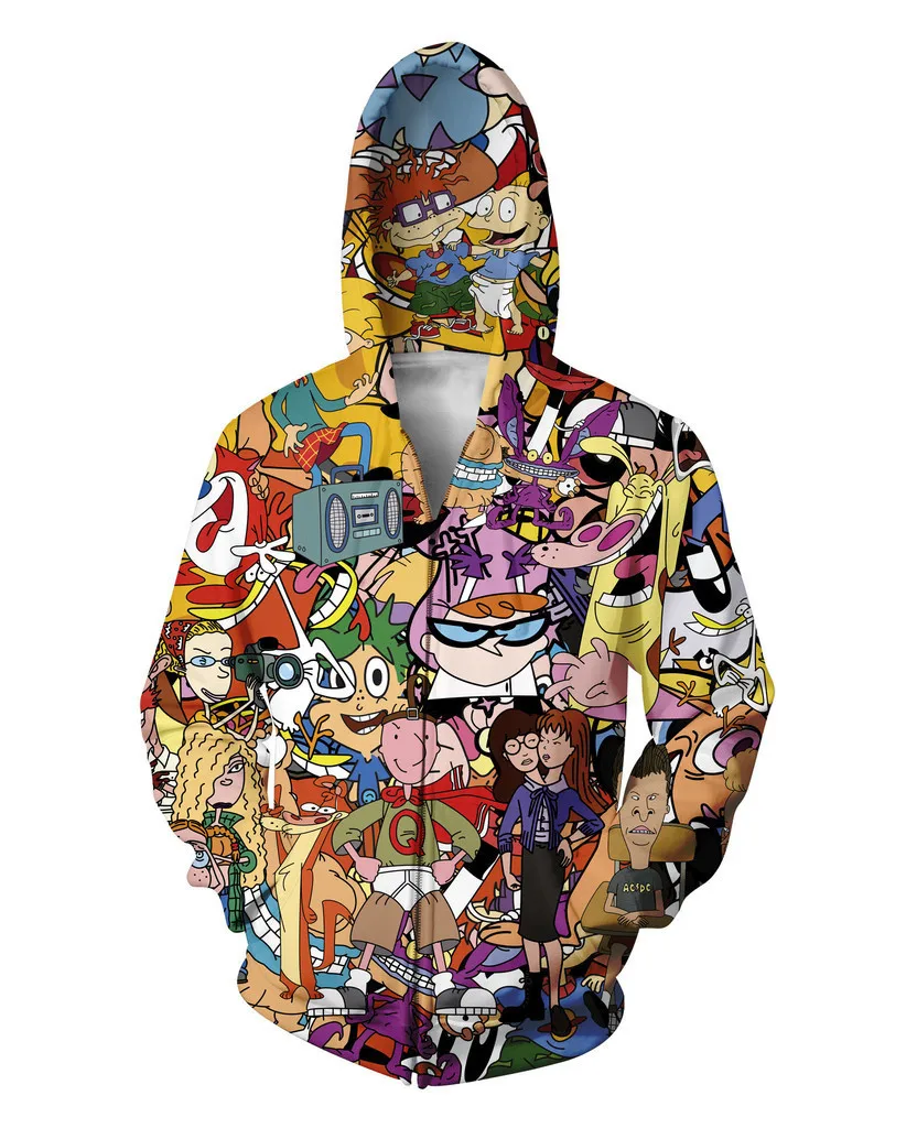 Arrival Harajuku Zip-Up Men Hoodies 3D Printed Sweatshirt Jacket Women Men Casual Zipper Outerwear Black Coat Plus Size