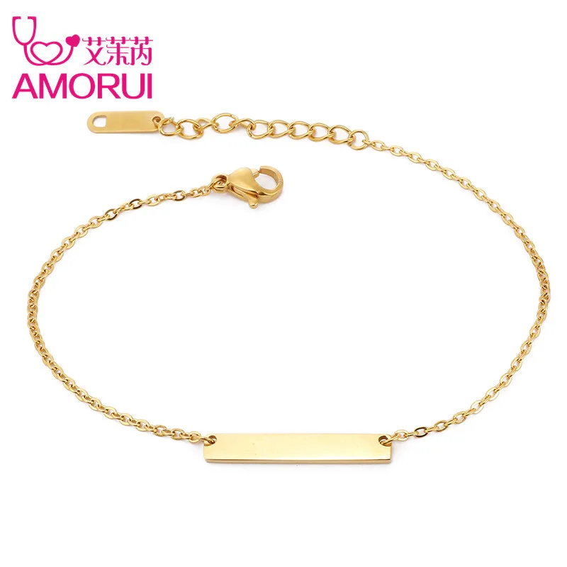 AMORUI New Arrival Women Horizontal ID Bar Charm Bracelet Stainless Steel Rose Gold Silver Color Bracelets for Women Gift
AMORUI New Arrival Women Horizontal ID Bar Charm Bracelet Stainless Steel Rose Gold Silver Color Bracelets for Women Gift