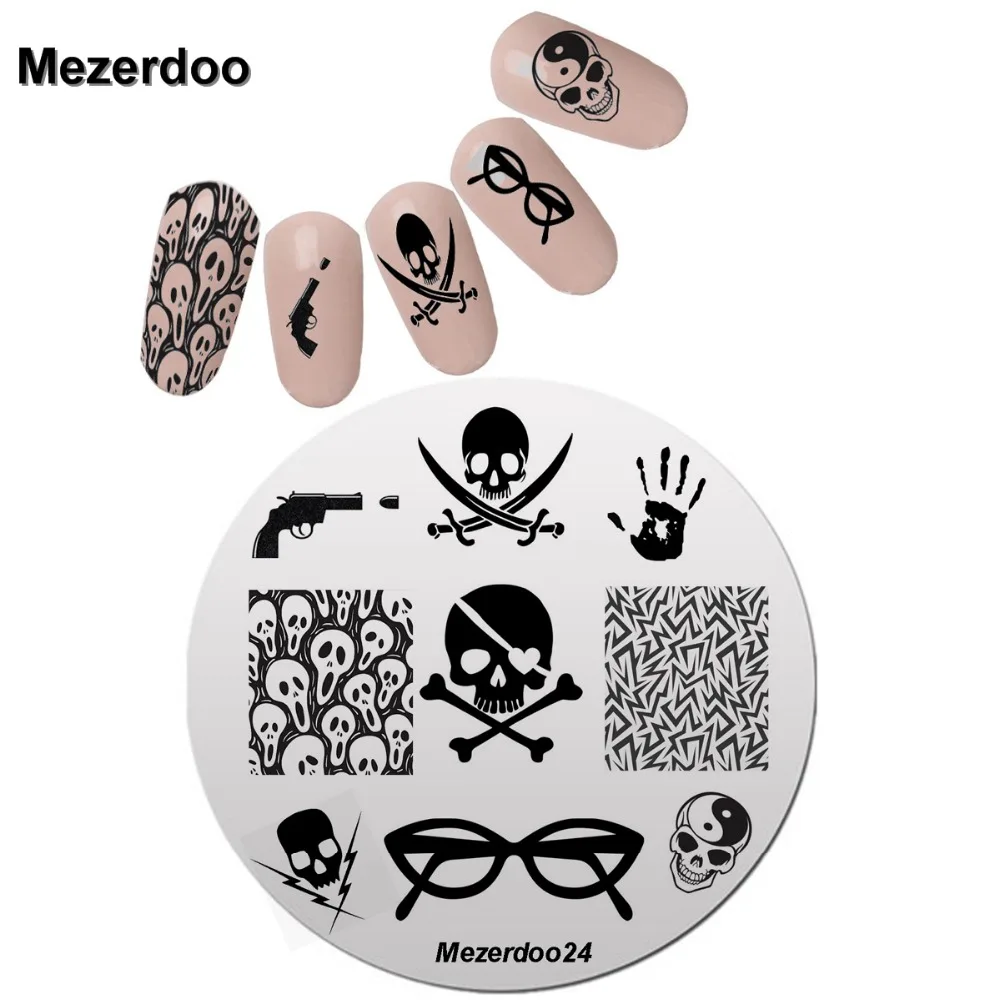 Punk Style Skull Patterns Nail Art Stamping Template Image Plate Glasses Gun Pattern 5.5CM Round Nail Stamp Tools Mezerdoo24
Punk Style Skull Patterns Nail Art Stamping Template Image Plate Glasses Gun Pattern 5.5CM Round Nail Stamp Tools Mezerdoo24