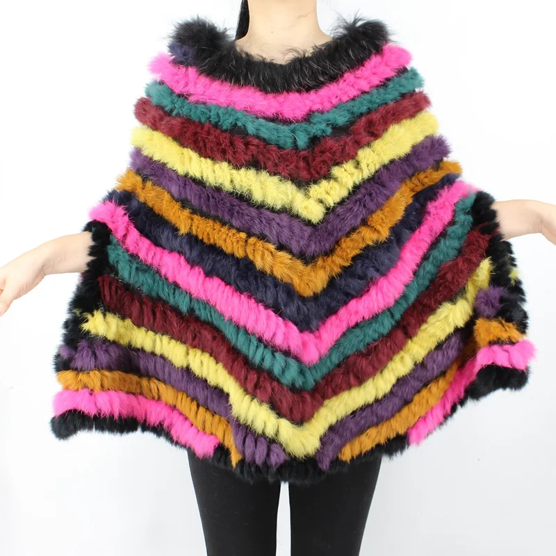 2018 new 100%genuine natural knitted rabbit fur poncho with real raccoon fur collar colorful fashion femme fur wraps and scarves
2018 new 100%genuine natural knitted rabbit fur poncho with real raccoon fur collar colorful fashion femme fur wraps and scarves