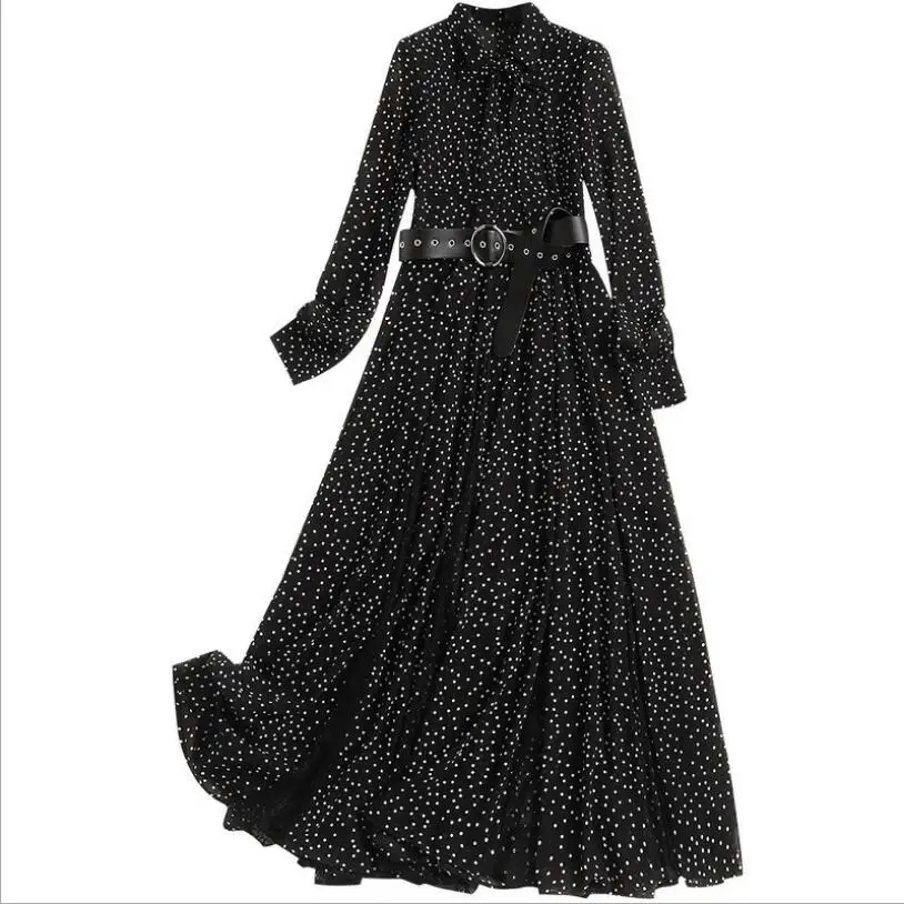 Spring Elegant Vintage Dot Print Office Dress Long Sleeve Lapel Work Wear Chiffon Dress Women Korean Casual Vestido
Spring Elegant Vintage Dot Print Office Dress Long Sleeve Lapel Work Wear Chiffon Dress Women Korean Casual Vestido