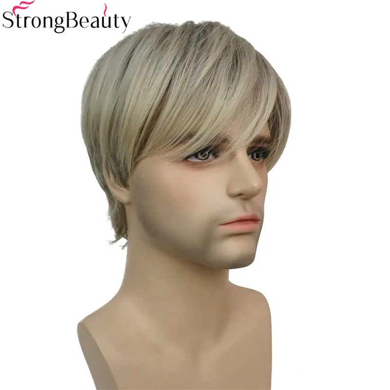

StrongBeauty Short Synthetic Men Wigs Mix Blonde Heat Resistant Capless Wig
