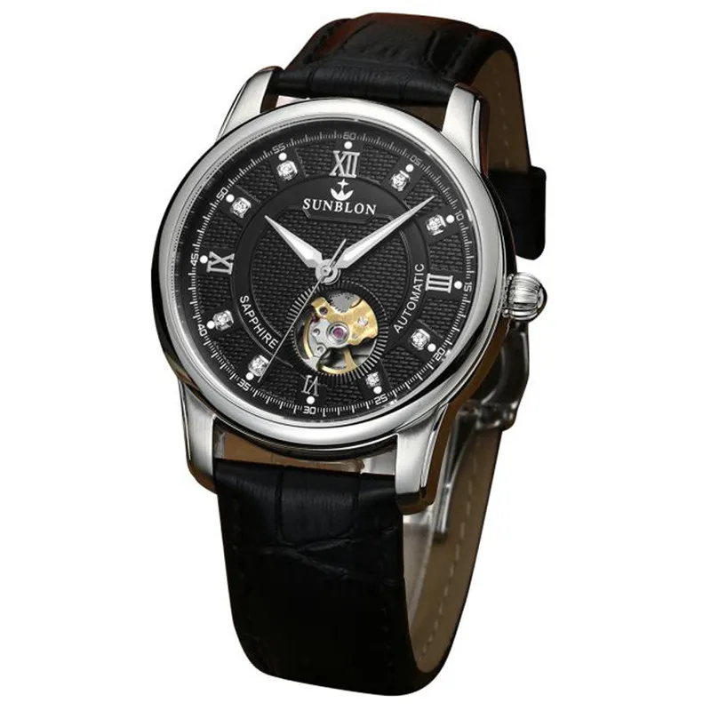 SUNBLON Men's Watch Leather Strap Analog Quartz Mechanical Sports Outdoor Leisure Simple Waterproof Male Clock A1 | Наручные часы