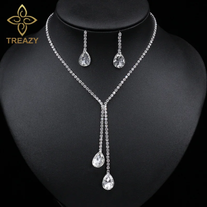 TREAZY Bride Silver Plated Water Drop Crystal Necklace Earrings Set for Women Rhinestone Bridal Bridesmaid Wedding Jewelry Set
TREAZY Bride Silver Plated Water Drop Crystal Necklace Earrings Set for Women Rhinestone Bridal Bridesmaid Wedding Jewelry Set