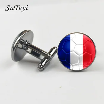 SUTEYI Hot Soccer Cufflinks Fashion Men Cuff Links Black Bronze Silver Color France Flag Football Style Jewelry
SUTEYI Hot Soccer Cufflinks Fashion Men Cuff Links Black Bronze Silver Color France Flag Football Style Jewelry