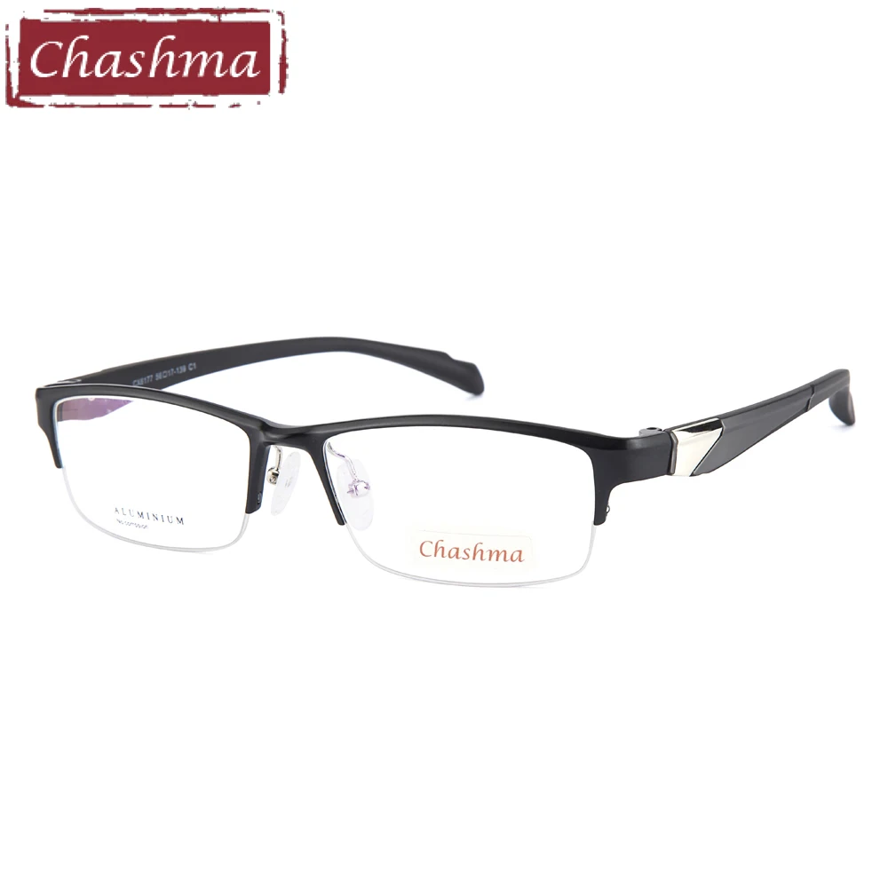 

Prescription Sport Style Men Eyeglass Aluminum Magnesium Frame TR90 Temple Fashion Semi Rimmed Spectacles for Men Clear Lenses