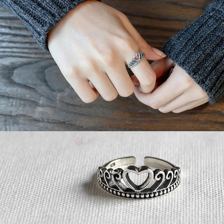 Genuine 925 Sterling Silver Rings for Women Scroll Hollow Heart Adjustable Ring Antique Silver Party Jewelry for Girl
Genuine 925 Sterling Silver Rings for Women Scroll Hollow Heart Adjustable Ring Antique Silver Party Jewelry for Girl