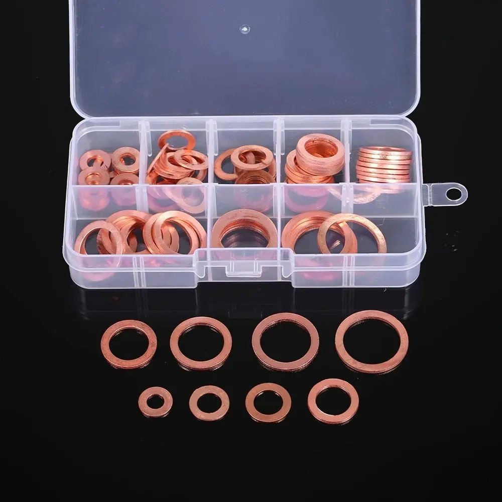 80pcs M6-M20 8 Sizes Solid Copper Gasket Washers Sealing Ring 8 Sizes Flat Ring Seal Kit For Hardware Accessories with Box
80pcs M6-M20 8 Sizes Solid Copper Gasket Washers Sealing Ring 8 Sizes Flat Ring Seal Kit For Hardware Accessories with Box