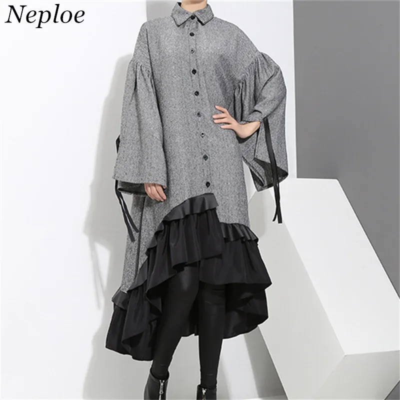 Neploe 2019 Autumn Asymmetric Dress New Women Turn-down Collar Ruffles Patchwork Long Sleeve Vestido Verano Women Dresses 68475
Neploe 2019 Autumn Asymmetric Dress New Women Turn-down Collar Ruffles Patchwork Long Sleeve Vestido Verano Women Dresses 68475