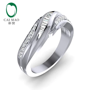 Caimao Free Shipping 14k White Gold 0.30ct Natural Baguette And Round Diamond Prong Ring Gift
Caimao Free Shipping 14k White Gold 0.30ct Natural Baguette And Round Diamond Prong Ring Gift