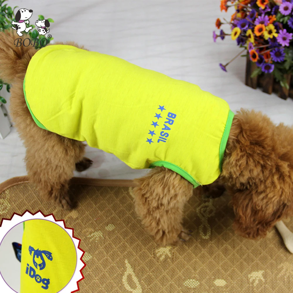 BOBO Pet T-shirt Dog Vest Fluorescent Yellow Dogs Clothing Spring Summer Autumn Clothes Pets Sportswear Brazil Team Football Tog
BOBO Pet T-shirt Dog Vest Fluorescent Yellow Dogs Clothing Spring Summer Autumn Clothes Pets Sportswear Brazil Team Football Tog