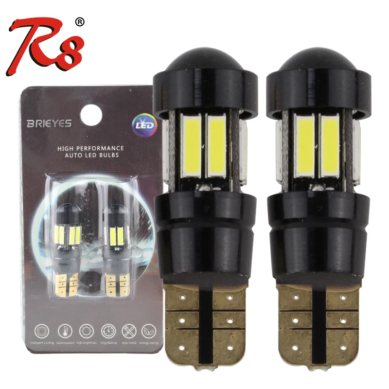 

R8 2pcs T10 W5W led strobe flash light 194 168 7020 10SMD LED blink Light Bulb Clearance Lights 12V 2 mode Lamp White with Lens