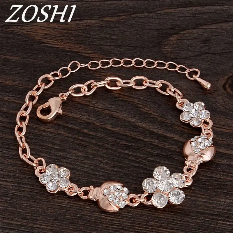 ZOSHI Brand Austrian Crystals Charm Bracelets for Women Fashion Trendy Rose Gold Color Chian Bracelet Bangles Jewelry Wholesale
ZOSHI Brand Austrian Crystals Charm Bracelets for Women Fashion Trendy Rose Gold Color Chian Bracelet Bangles Jewelry Wholesale