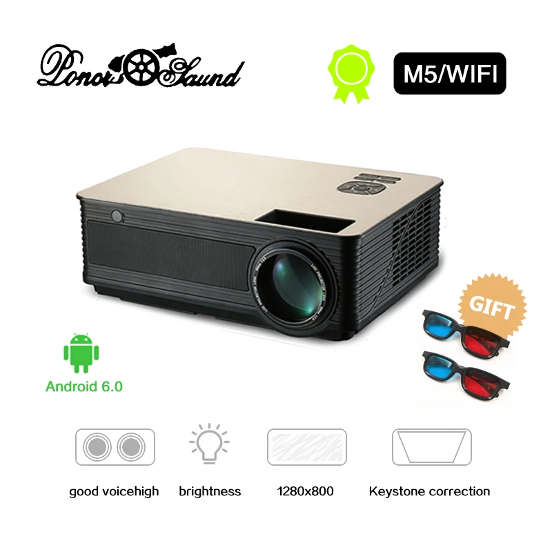 PonerSaund M5 Full HD LED Projector 4500Lumens Double HIFI speakers Optional Android6.0 WiFi Bluetooth Support 1080P Beamer HDMI
PonerSaund M5 Full HD LED Projector 4500Lumens Double HIFI speakers Optional Android6.0 WiFi Bluetooth Support 1080P Beamer HDMI