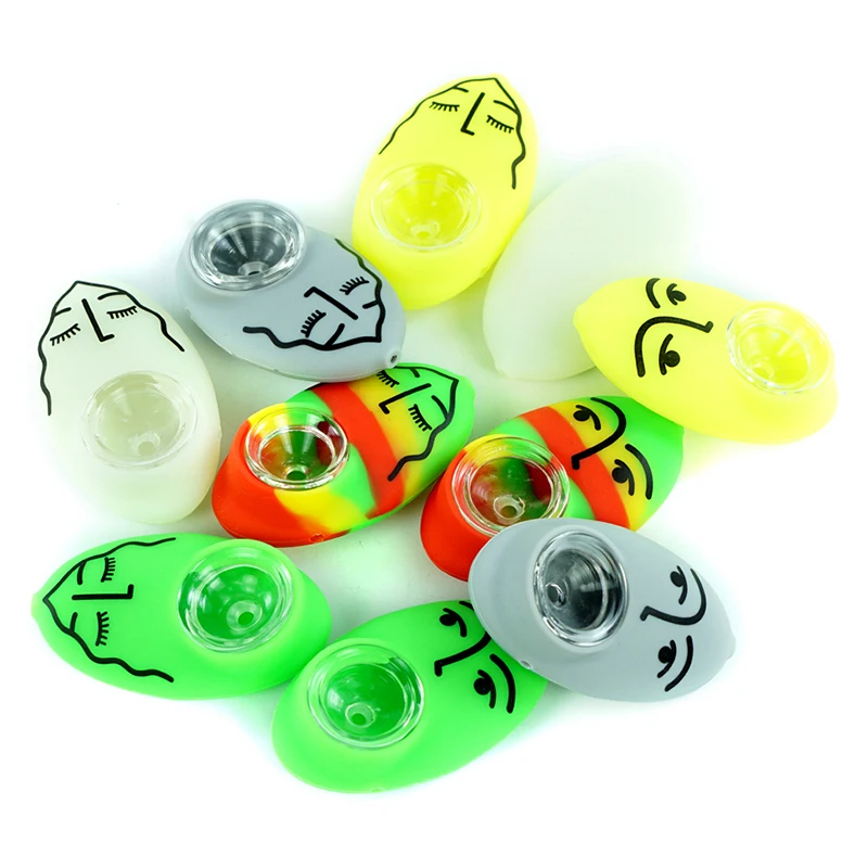 Glow in the dark Silicone Smoking Pipe with Glass bowl cobblestone hand pipe unbreakable tobacco Pipes colorful spoon
Glow in the dark Silicone Smoking Pipe with Glass bowl cobblestone hand pipe unbreakable tobacco Pipes colorful spoon
