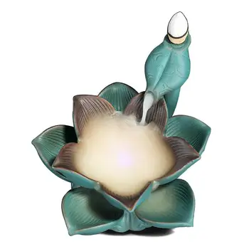 Ceramic Lotus Shape Backflow Incense Burner Creative Smoke Waterfall Led Light Incense Stick Holder Home Decor without Battery 
Ceramic Lotus Shape Backflow Incense Burner Creative Smoke Waterfall Led Light Incense Stick Holder Home Decor without Battery