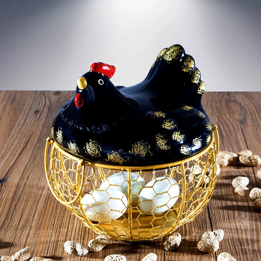 creative gold eggs storage basket with hen shape lid fruit vegetable hollow holder container kitchen food collection supplies
creative gold eggs storage basket with hen shape lid fruit vegetable hollow holder container kitchen food collection supplies