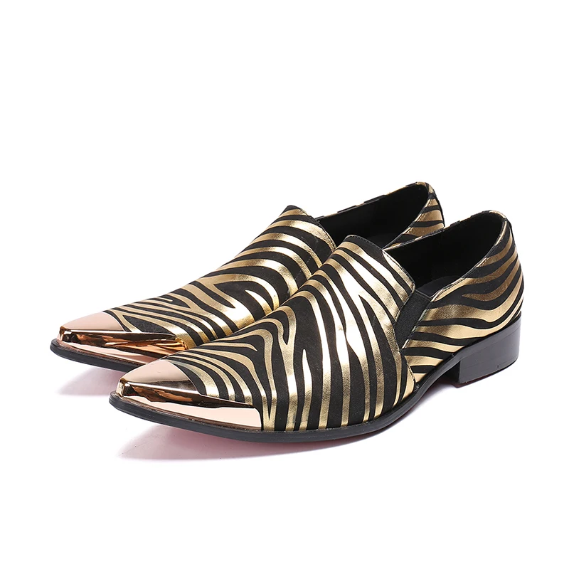 New Style Zebra Stripe Men Leather Shoes Metal Pointed Toe Slip On Dress Shoes Man Loafers
New Style Zebra Stripe Men Leather Shoes Metal Pointed Toe Slip On Dress Shoes Man Loafers