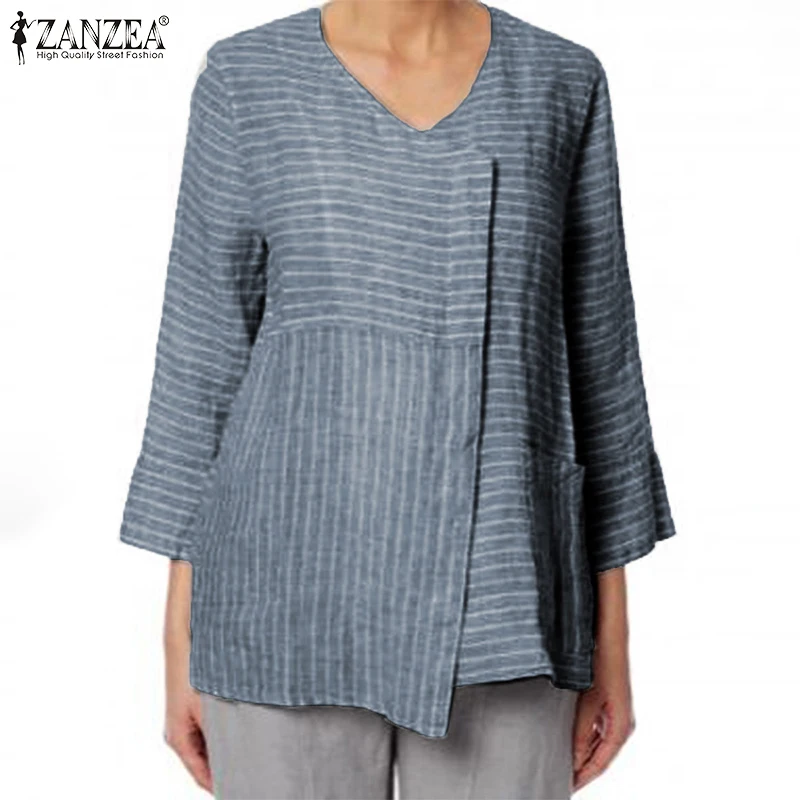 Elegant Women Striped Blouse ZANZEA Autumn Shirt Casual 3/4 Sleeve Tunic Tops Robe Femme Vintage Work Blusas Chemise Plus Size
Elegant Women Striped Blouse ZANZEA Autumn Shirt Casual 3/4 Sleeve Tunic Tops Robe Femme Vintage Work Blusas Chemise Plus Size