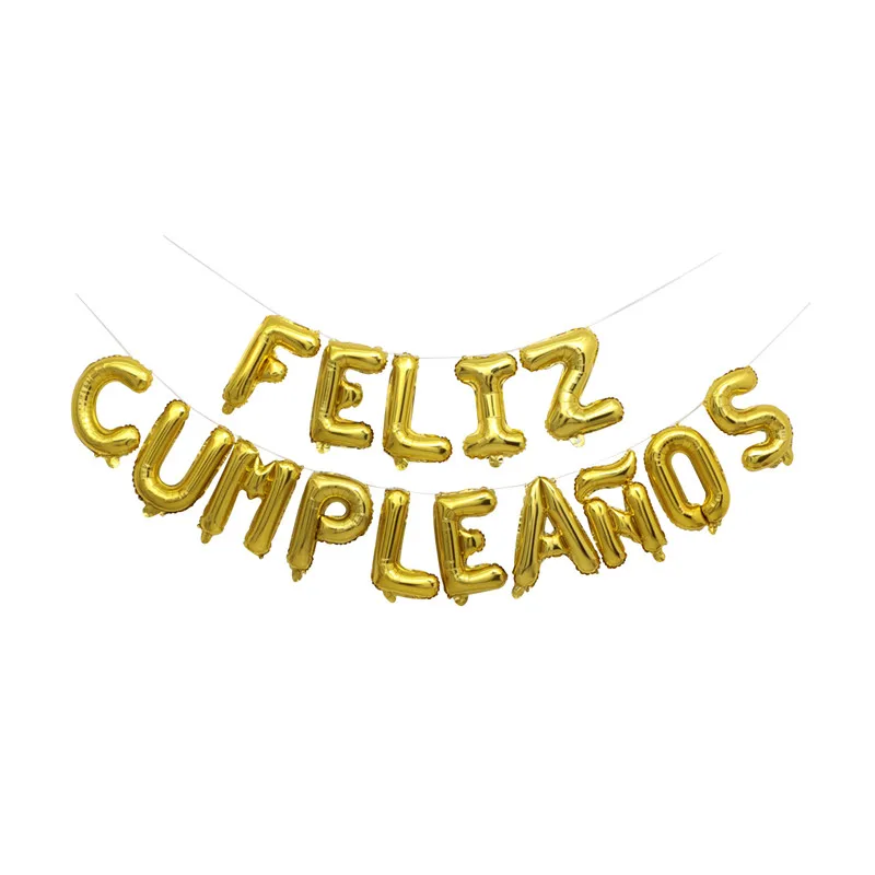 FELIZ CUMPLEANOS с надписью воздушный шар из фольги алфавит в Испании на день рождения