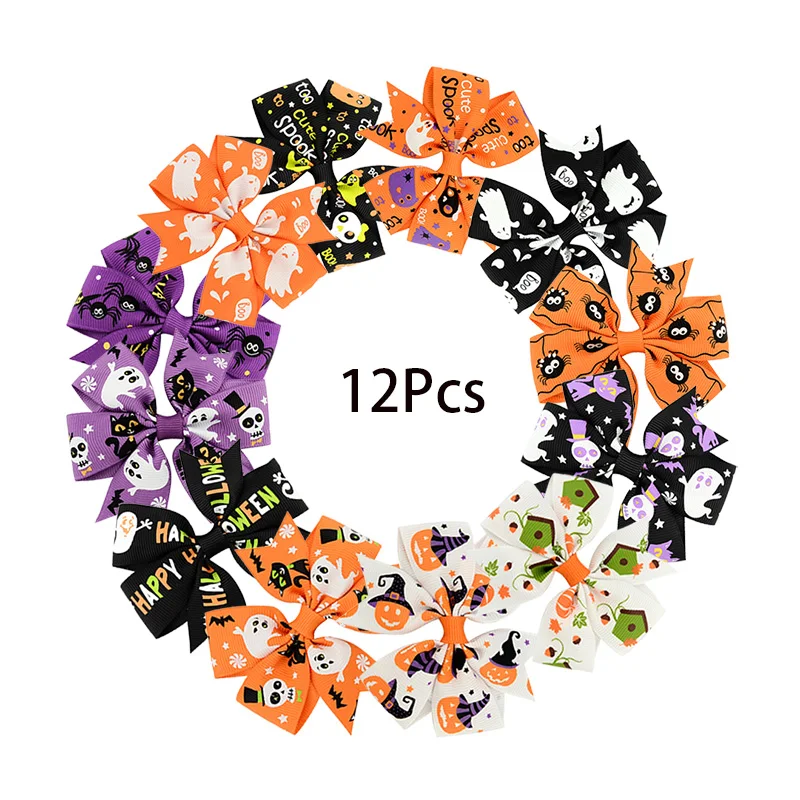 12Pcslot 3 Inch Halloween Grosgrain Ribbon Bows Hairpins with kids Clip Ghost Pumpkin Pinwheel Hair Clips Accessories 531
12Pcslot 3 Inch Halloween Grosgrain Ribbon Bows Hairpins with kids Clip Ghost Pumpkin Pinwheel Hair Clips Accessories 531